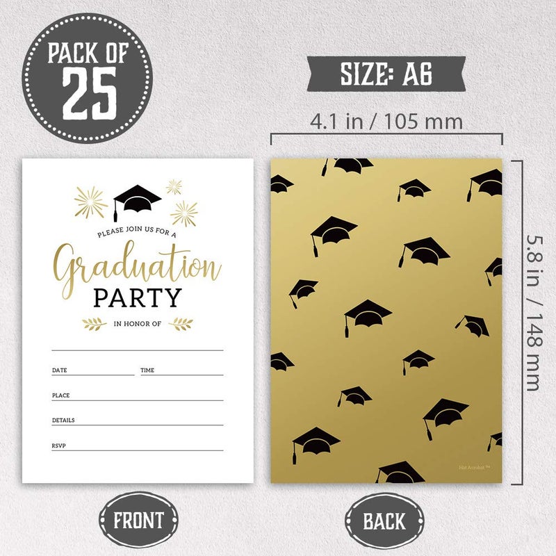 Hat Acrobat 2025 Graduation Party Invitations with Envelopes Graduation Party Announcement Cards for High School or College, 25 Pack (25) - Image 2